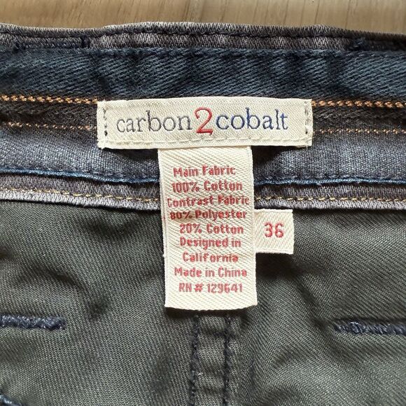 Carbon 2 Cobalt Men's Gray Jeans Size 36x32 Straight 5 Pocket 100% Cotton EUC - Picture 4 of 9